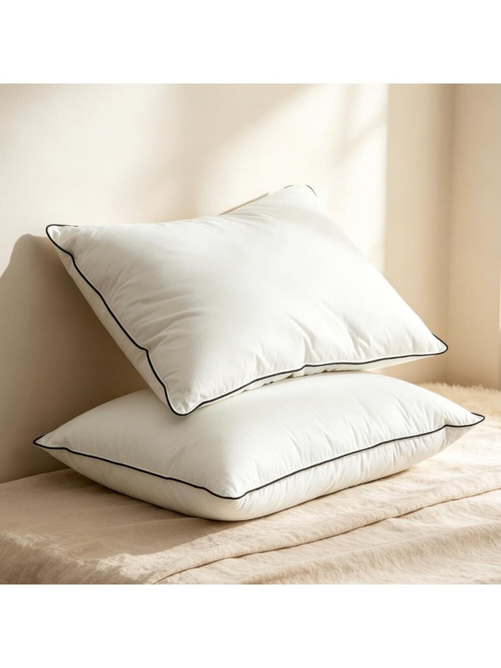 Cozy Goose Feather Down Pillows Set of 2, Ideal Support for Side Sleepers